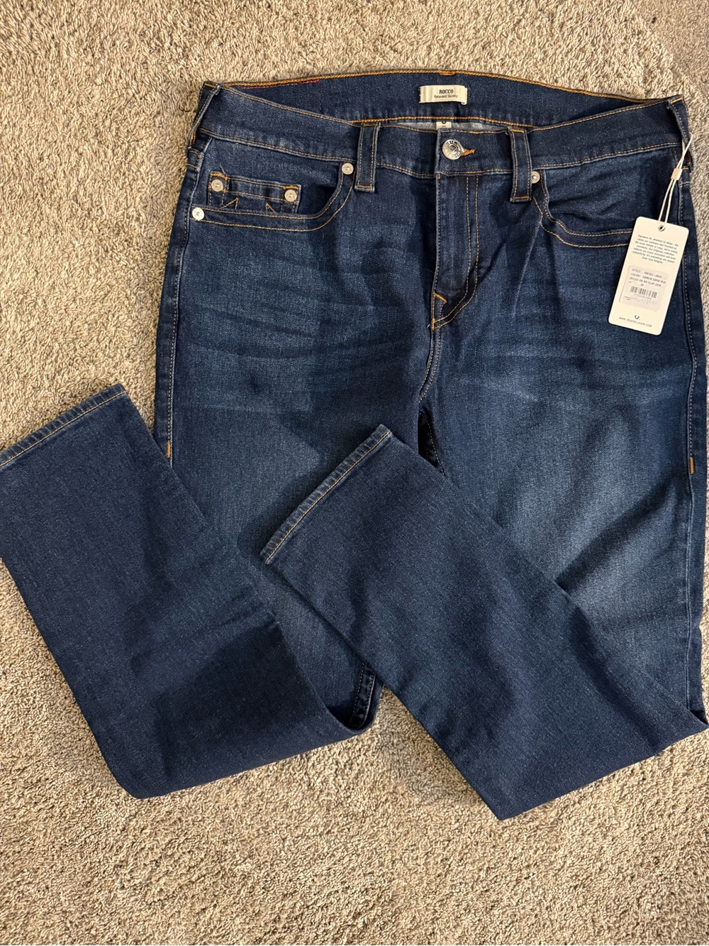 True Religion Men's Slim Straight Dark Indigo Jeans